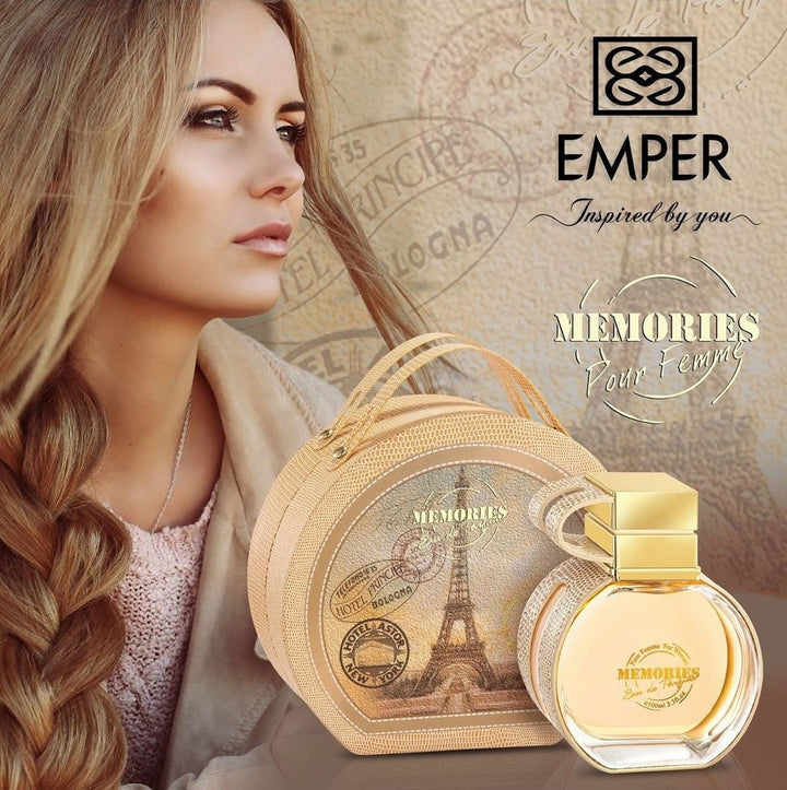 Emper Memories Pour Femme EDP 100 ml – Floral Green Perfume for Women | Long-Lasting Eau de Parfum • Luxury Fragrance Spray • Elegant Scent for Daily Wear & Special Occasions • Fresh Floral & Green Notes • Gift Box Packaging